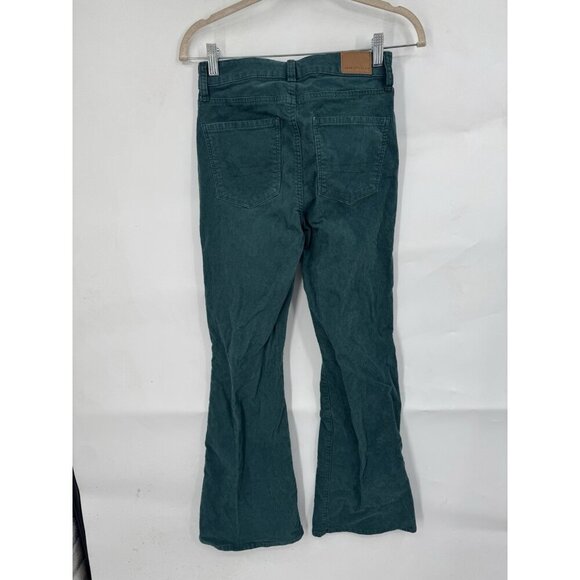 American Eagle Super High Rose Flare Women 0 Forest Green Retro Preppy Western - Picture 2 of 11